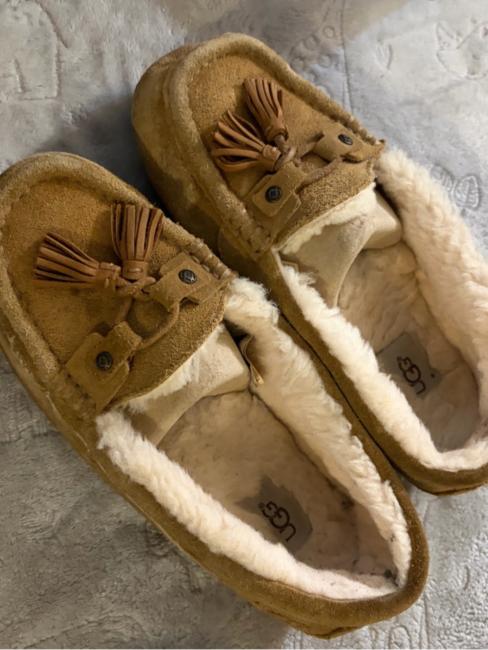 UGG Chestnut Brown Lintney Suede Moccasins - Picture 7 of 9